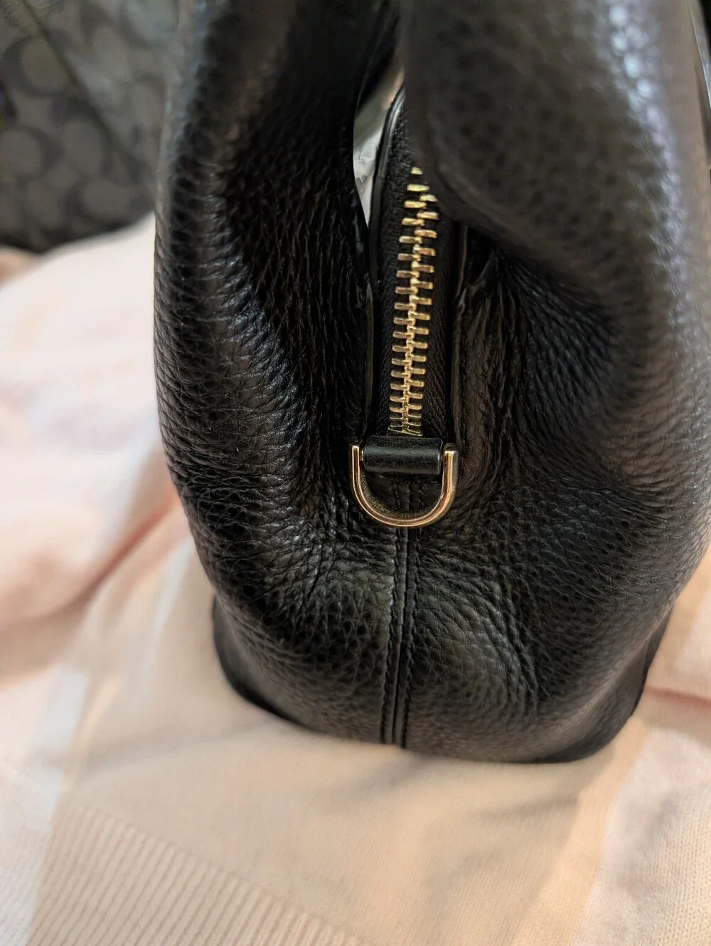 kate spade Black Pebbled Leather Small Structured Bag with Top Handles